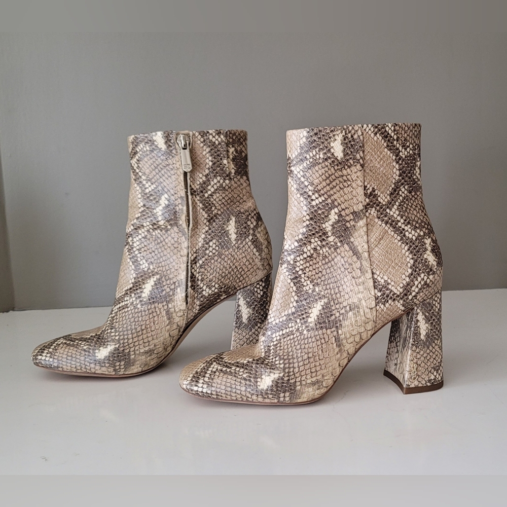 San Edelman Snakeskin Print Vegan Ankle Booties. - Picture 10 of 11